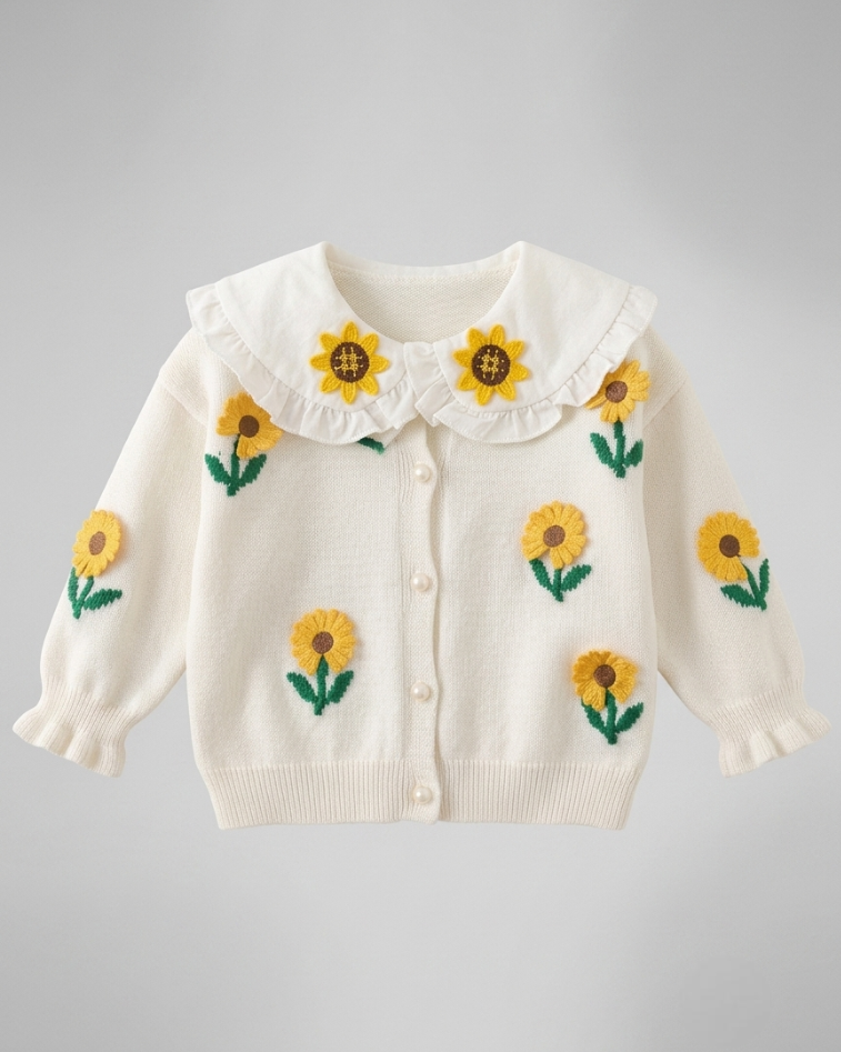 Conjunto niña 2 piezas: blusa tejida con cuello decorado y pantalón vaquero elegante en España