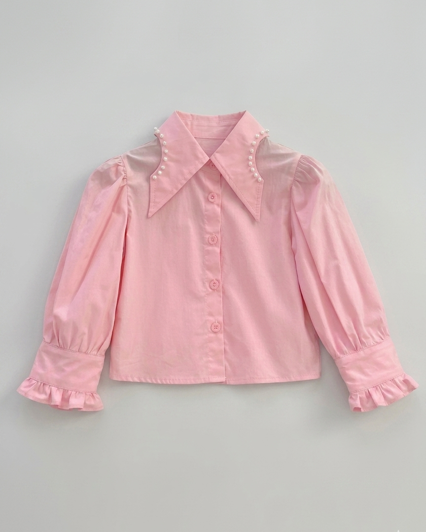 Conjunto niña 3 piezas ropa infantil blusa mangas abullonadas chaleco perlas y pantalón vaquero,Ideal para primavera y para clima otoñal en España