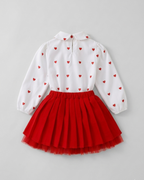 Conjunto niña 2 piezas falda de tul roja y camiseta con corazones – ropa niña elegante en España