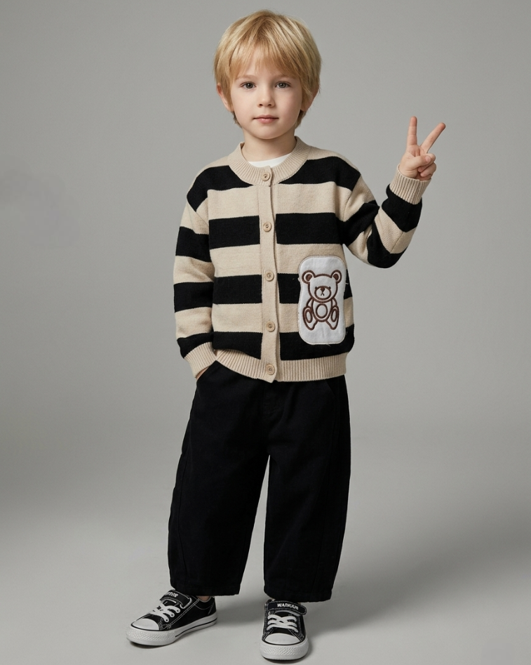 Conjunto bebé niño 3 piezas ropa infantil a rayas con pantalón cargo en España