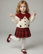 Conjunto Niña Falda Cuadros Invierno ,Elegante