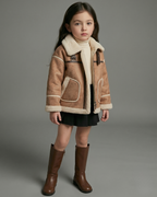 Chaqueta Niño Invierno Sherpa Piel Sintética Cuello Alto