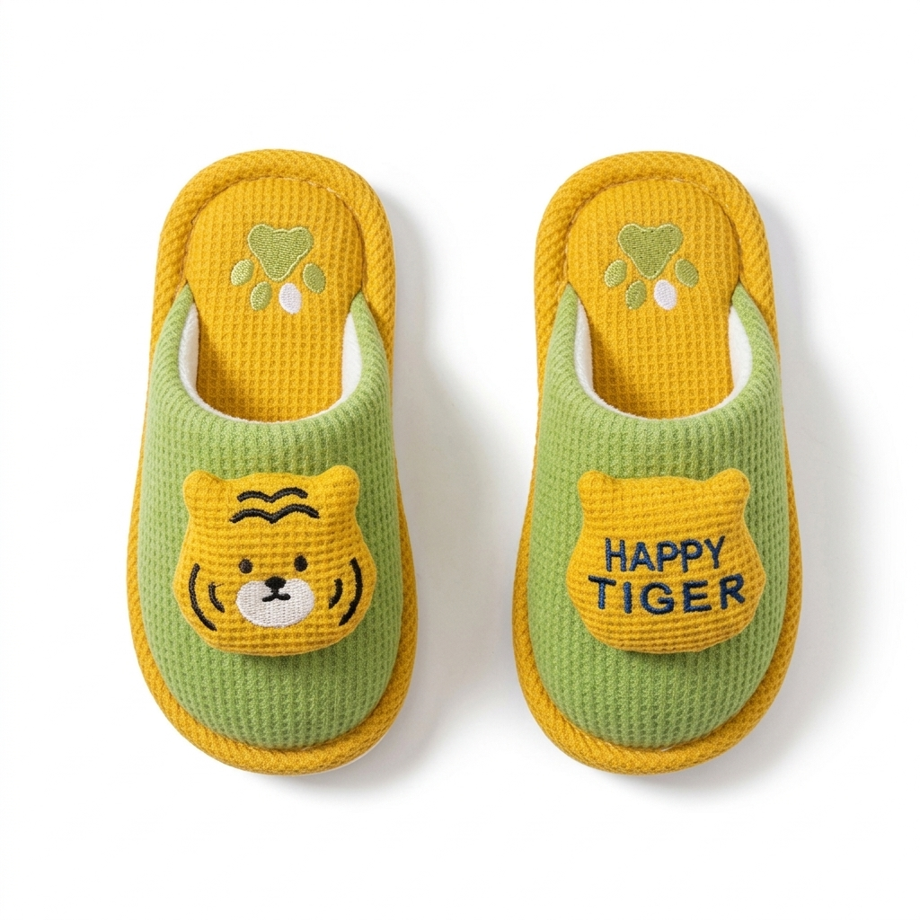 Pantuflas de algodón suave con forro cálido y diseño de dibujos animados vista completa