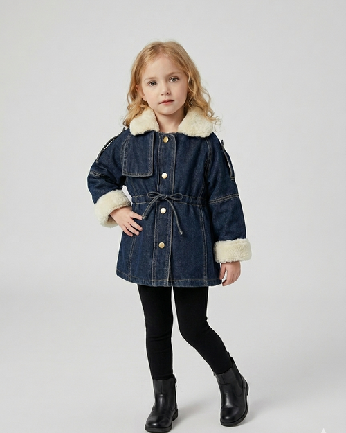 Abrigo Vaquero Niña Invierno Chaqueta Denim Forrada Pelo