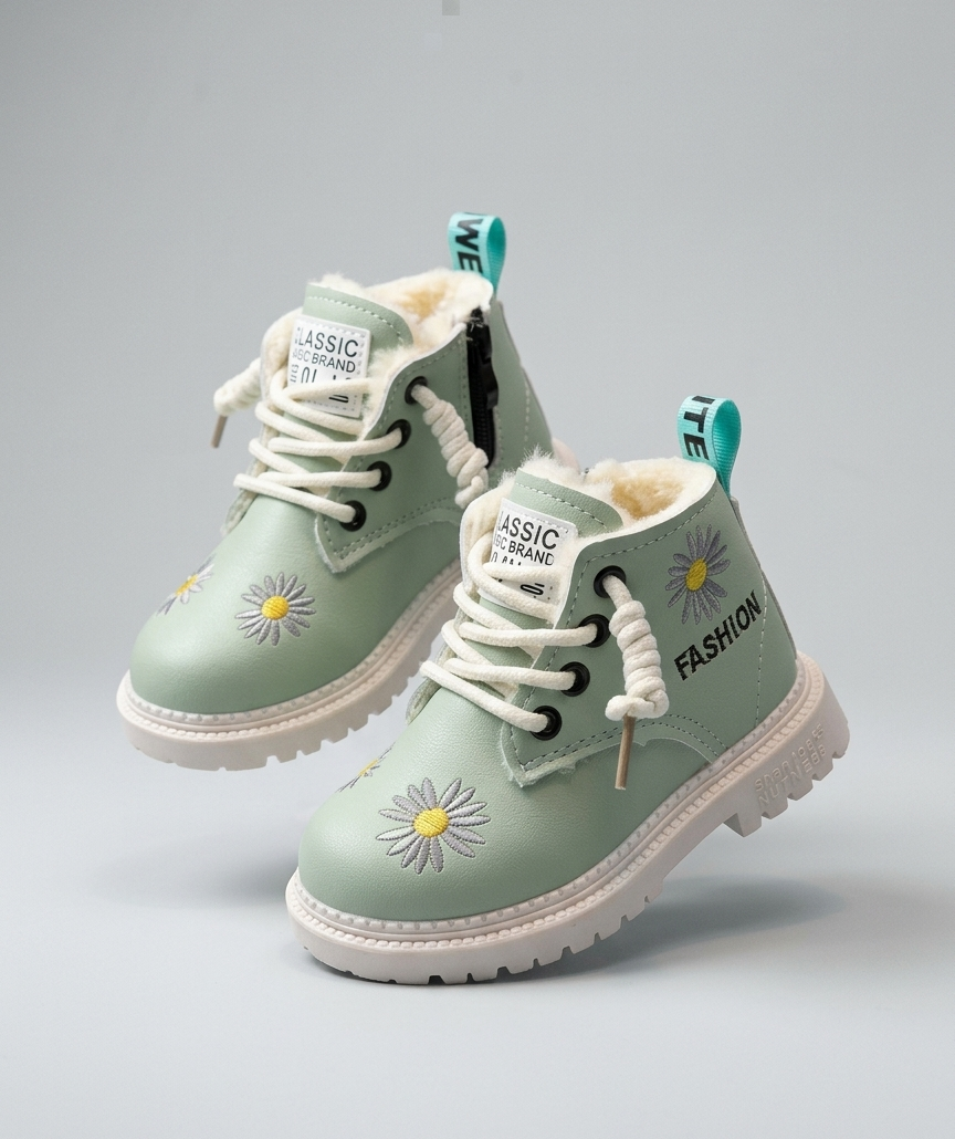 Botas Niña Flores Bordadas Invierno