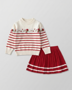Conjunto niña 2 piezas vestido con suéter tejido y falda plisada elegante invierno en España