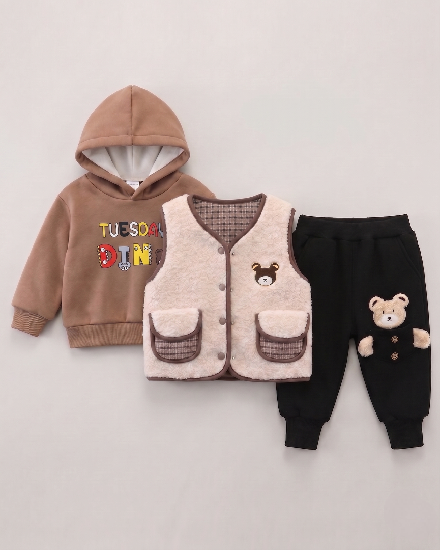 Conjunto bebé invierno 3 piezas ropa bebé invierno chaqueta de felpa, sudadera con capucha y pantalón en España