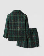 Conjunto Elegante de Tweed Verde para Niñas