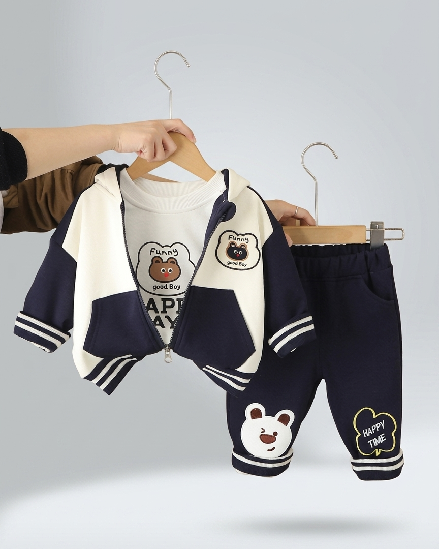 Conjunto infantil 3 piezas invierno niño . sudadera interior, chaqueta con capucha y pantalónropa bebé en España