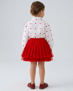 Conjunto Niña Tul Rojo 2 Piezas Falda Elegante
