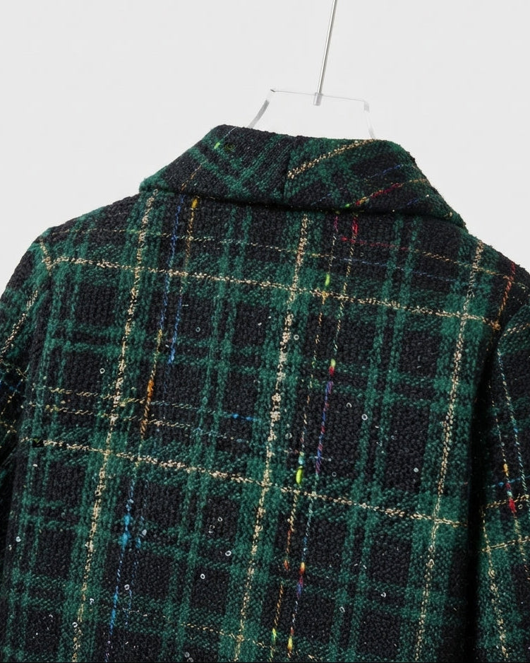 Conjunto Elegante de Tweed Verde para Niñas