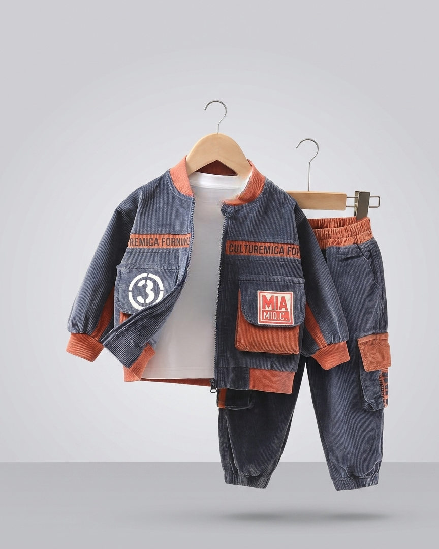 Conjunto Niño Terciopelo 2 Piezas  Chaqueta y Pantalón