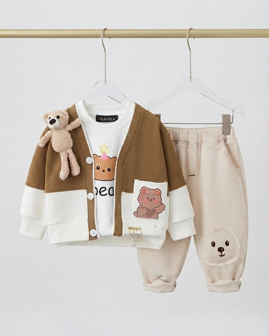 Conjunto Bebé 3 Piezas Osito ,Ropa Bebé Niño y Niña