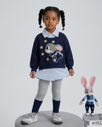 Conjunto niña 3 piezas ropa infantil - suéter bordado camiseta a rayas con leggings y detalles encantadores.