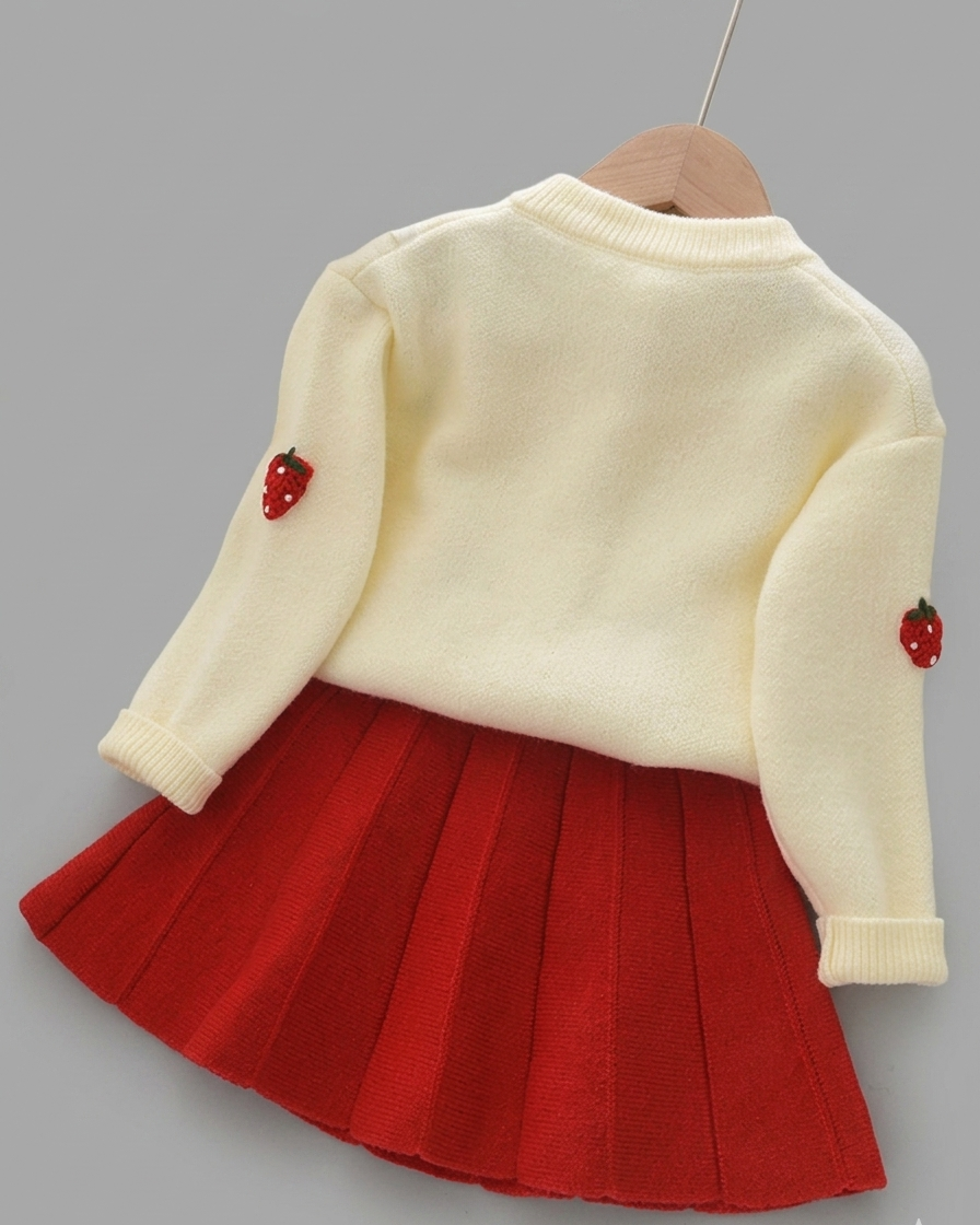 Conjunto niña invierno felpa con bordado de frutas 3D chaqueta y falda en España