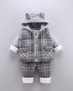 Conjunto Bebé Invierno 3 Piezas Chaqueta, Sudadera Acolchada y Pantalón