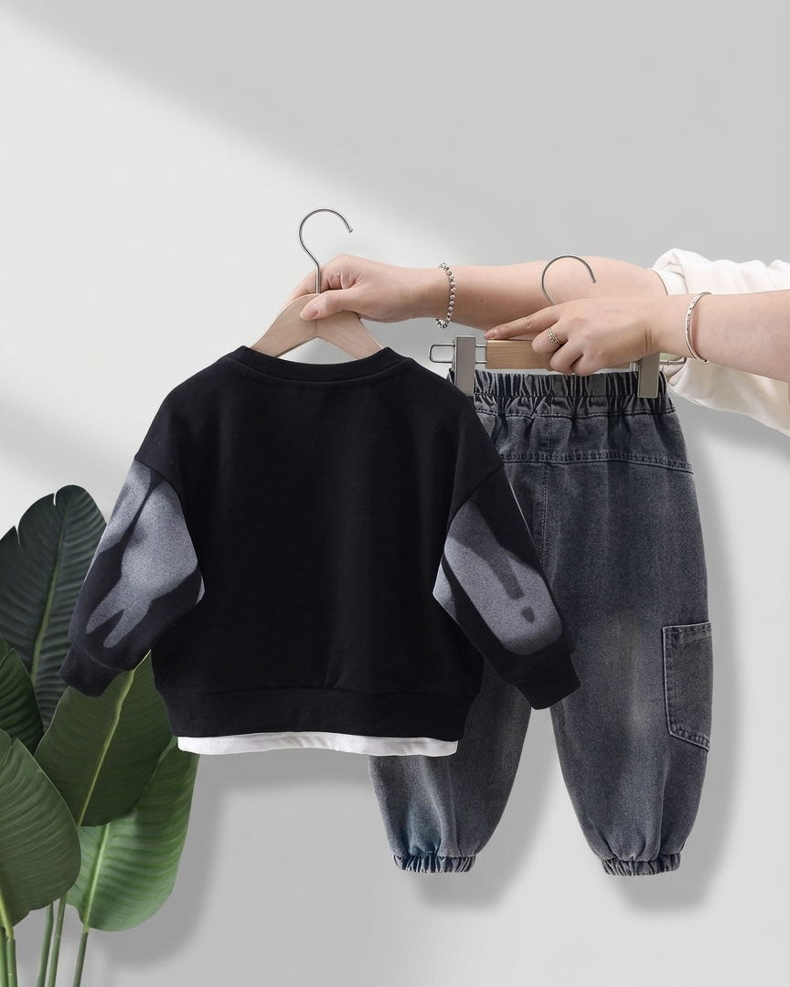 Conjunto niño sudadera y pantalón algodón estampado moderno ropa infantil en España