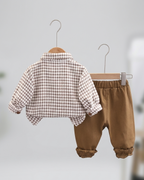Conjunto Niño 3 Piezas Invierno  Camisa Pata de Gallo y Pantalón