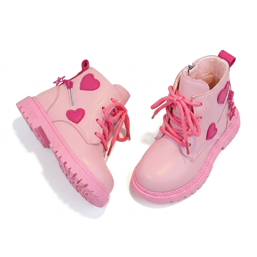botas de invierno para niña con diseño de corazones
