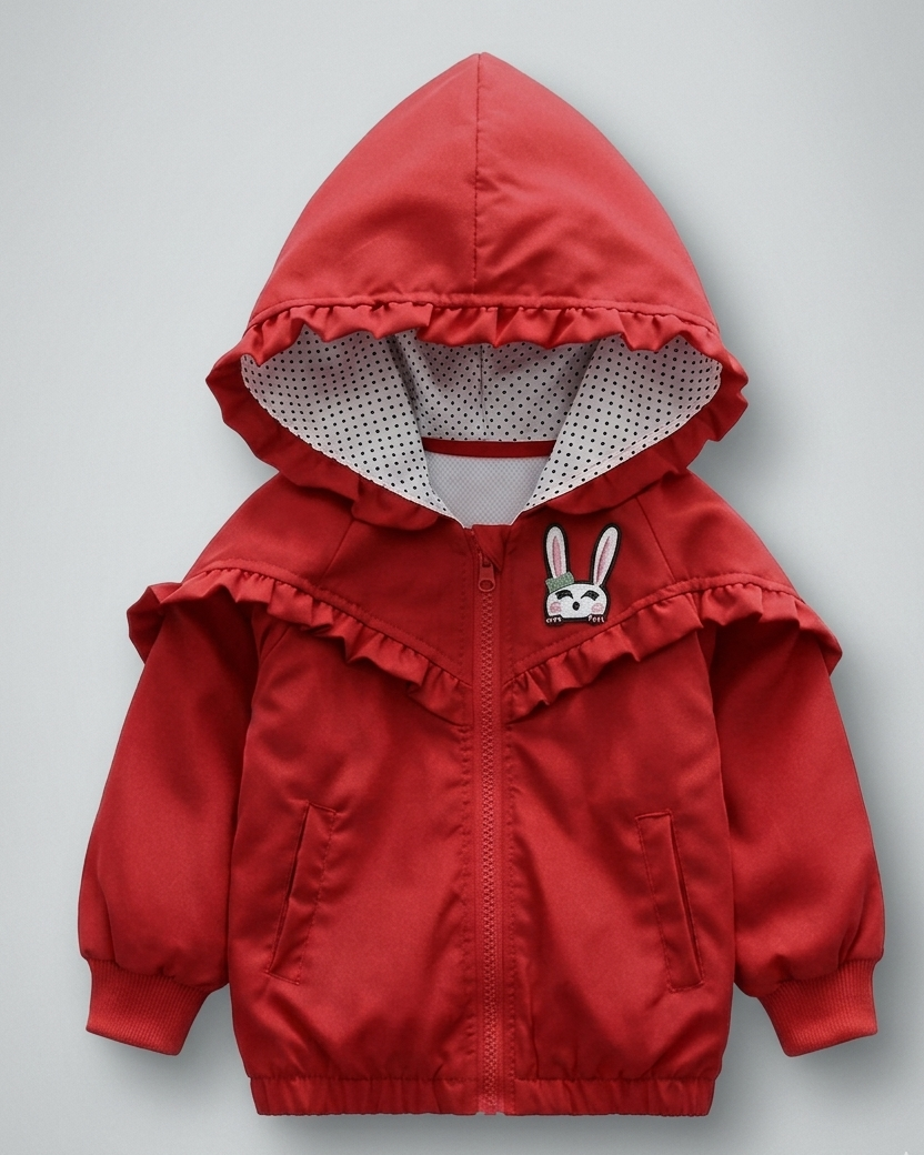 Chaqueta niña con capucha y conejo bordado, abrigo infantil otoño invierno,Ideal para clima otoñal y principios de invierno en España