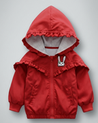 Chaqueta niña con capucha y conejo bordado, abrigo infantil otoño invierno,Ideal para clima otoñal y principios de invierno en España
