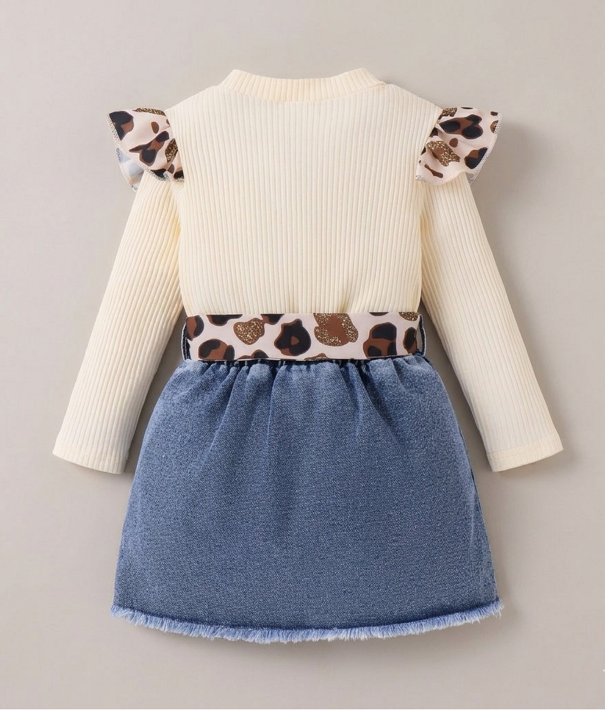 Conjunto de Denim y Leopardo para Pequeñas Fashionistas