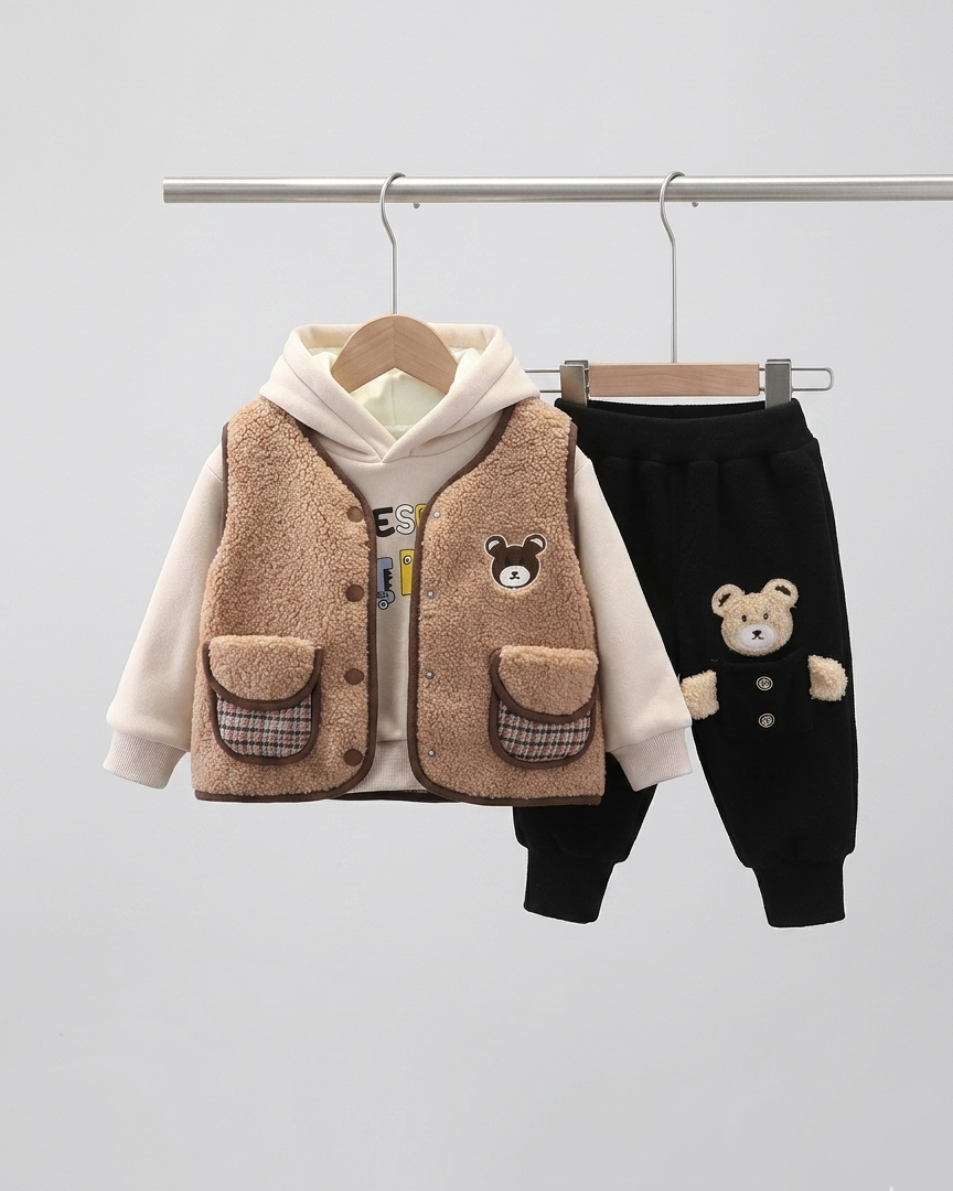 Conjunto bebé invierno 3 piezas ropa bebé invierno chaqueta de felpa, sudadera con capucha y pantalón en España