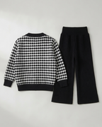 Conjunto Niña Houndstooth Elegante Invierno