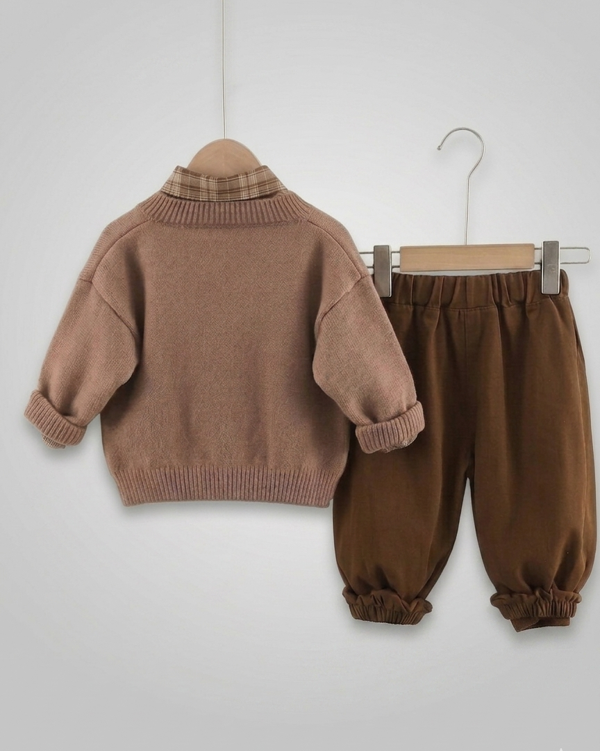 Conjunto niño invierno 3 piezas cálido (camisa, suéter de punto y pantalón) ropa infantil otoño invierno en España