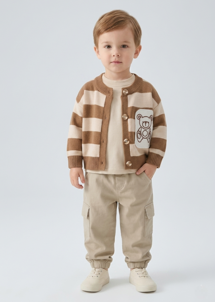Conjunto bebé niño 3 piezas ropa infantil a rayas con pantalón cargo en España