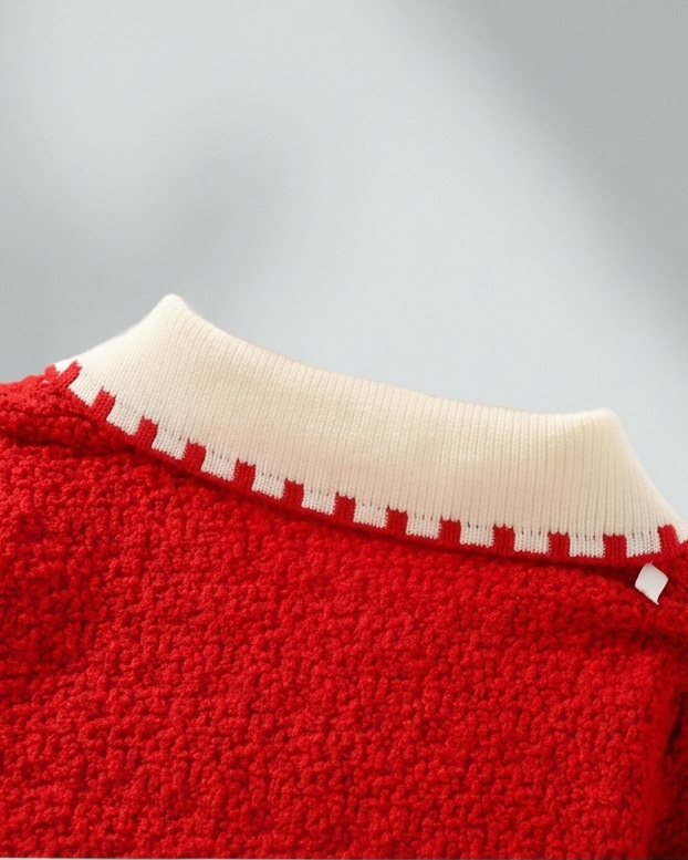 Conjunto niña invierno punto 2 piezas suéter y falda roja elegante ropa infantil,Ideal para clima otoñal en España