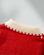 Conjunto niña invierno punto 2 piezas suéter y falda roja elegante ropa infantil,Ideal para clima otoñal en España