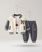 Conjunto niño invierno 3 piezas con chaqueta varsity, camiseta interior y pantalón largo,ropa infantil invierno en España