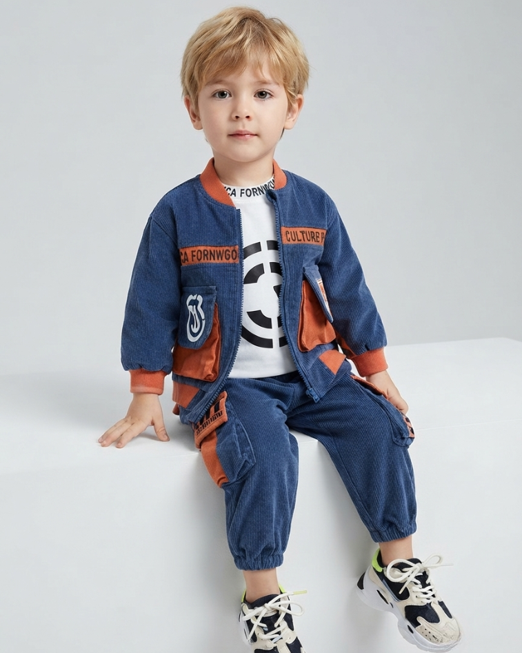 Conjunto Niño Terciopelo 2 Piezas  Chaqueta y Pantalón