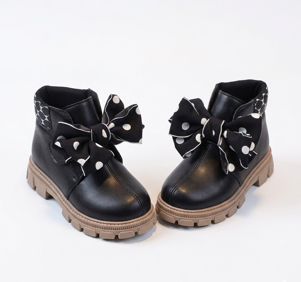 Botas de invierno elegantes con diseño de lazo de tela con lunares en España
