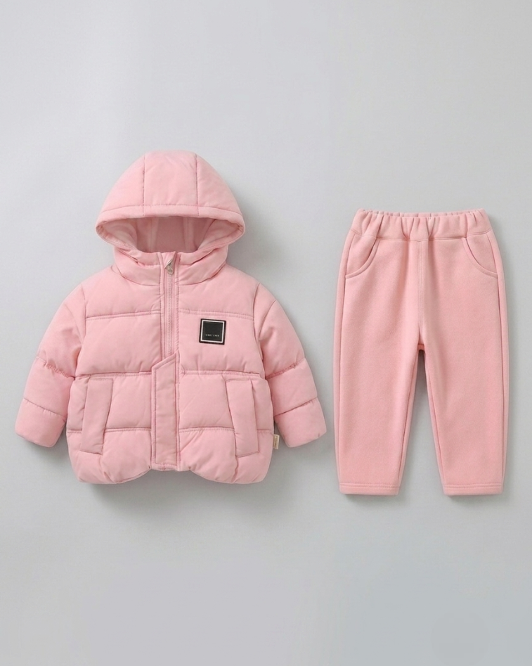 Conjunto niña invierno 2 piezas chaqueta acolchada y pantalón de algodón rosa en España