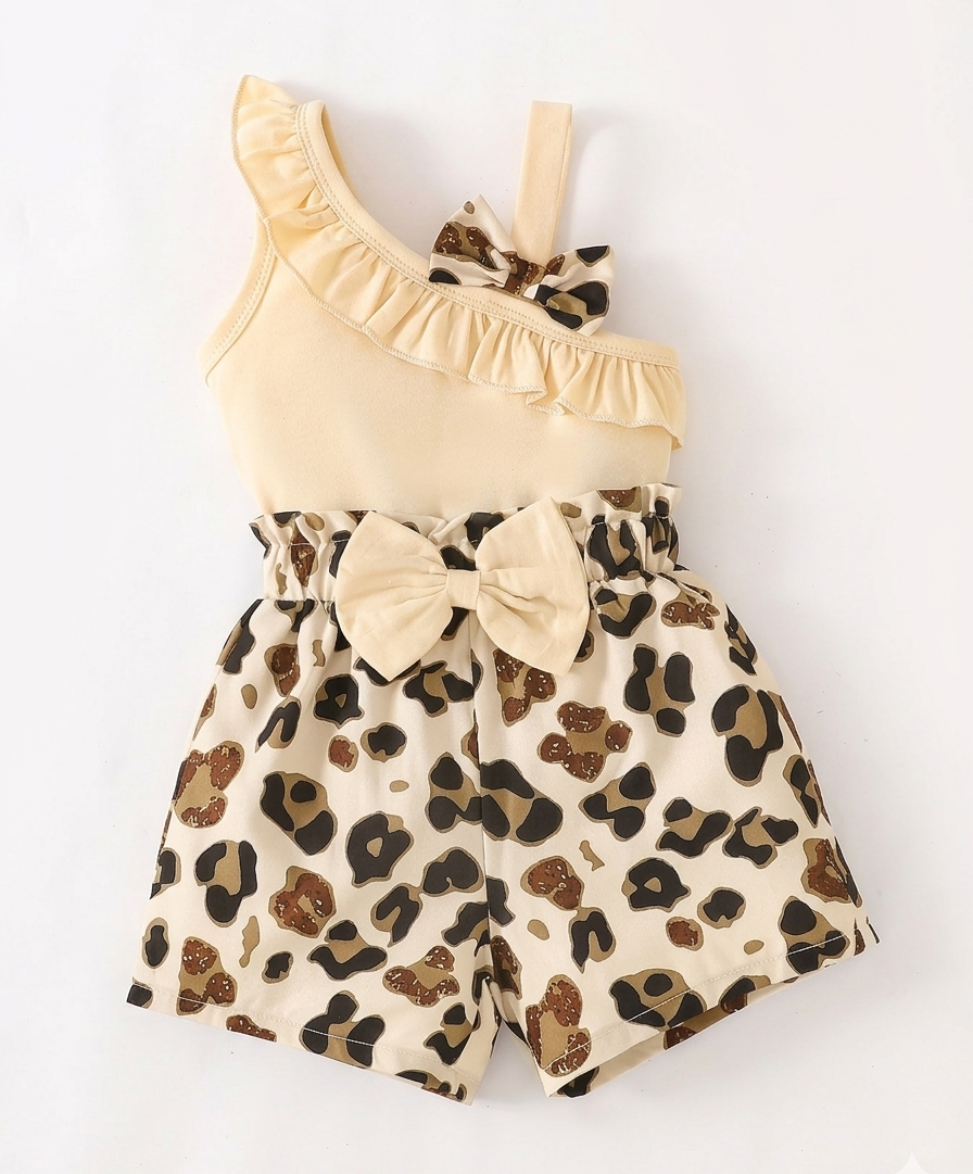 Conjunto de Verano con Estampado de Leopardo y Volantes