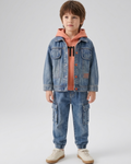 Conjunto vaquero niño 3 piezas ropa bebé niño: chaqueta vaquera, pantalón cargo y camiseta interior Ideal para clima otoñal en España