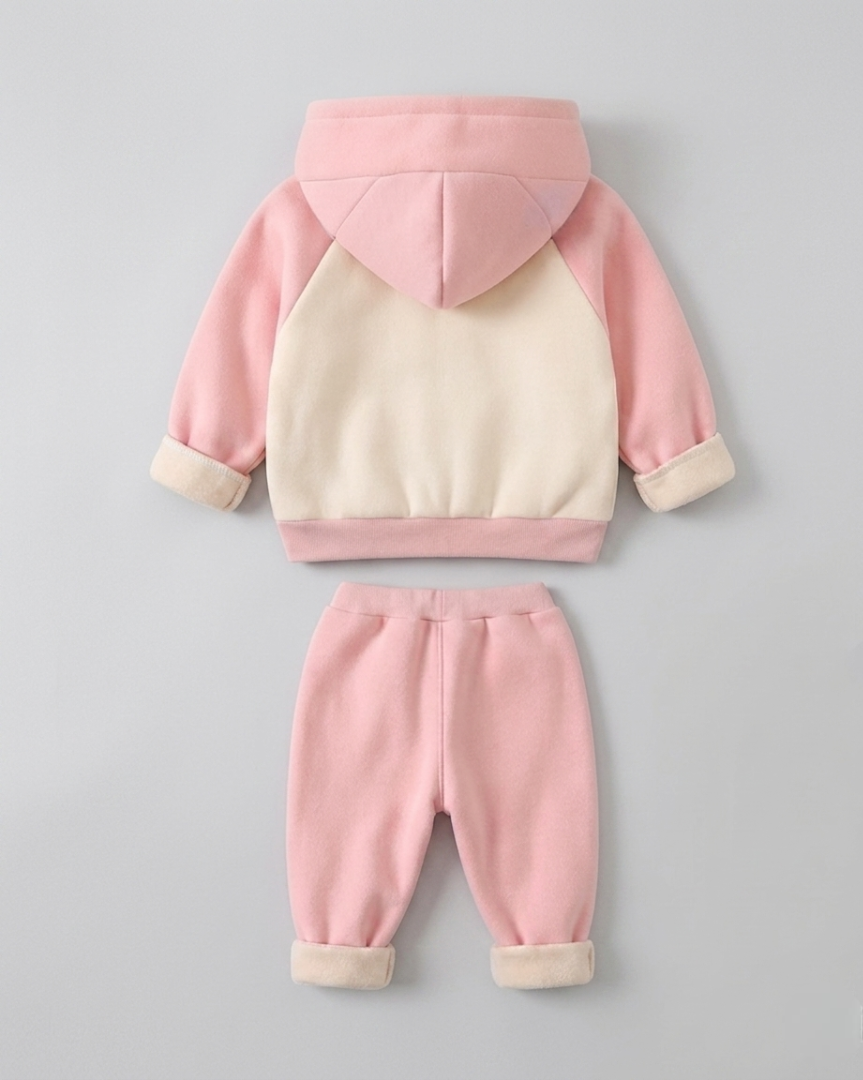 Conjunto niña invierno 2 piezas con sudadera con capucha y pantalón con forro de peluche | ropa bebé niña en España