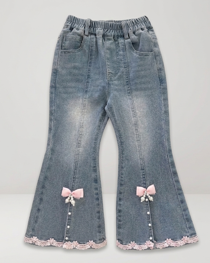 Conjunto niña 3 piezas ropa infantil blusa con volantes chaleco lana y pantalón vaquero en España
