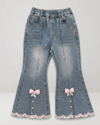 Conjunto niña 3 piezas ropa infantil blusa con volantes chaleco lana y pantalón vaquero en España