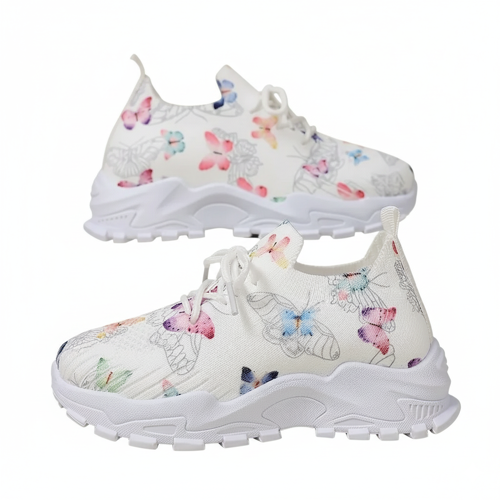 zapatillas deportivas para niñas con estampado de mariposas