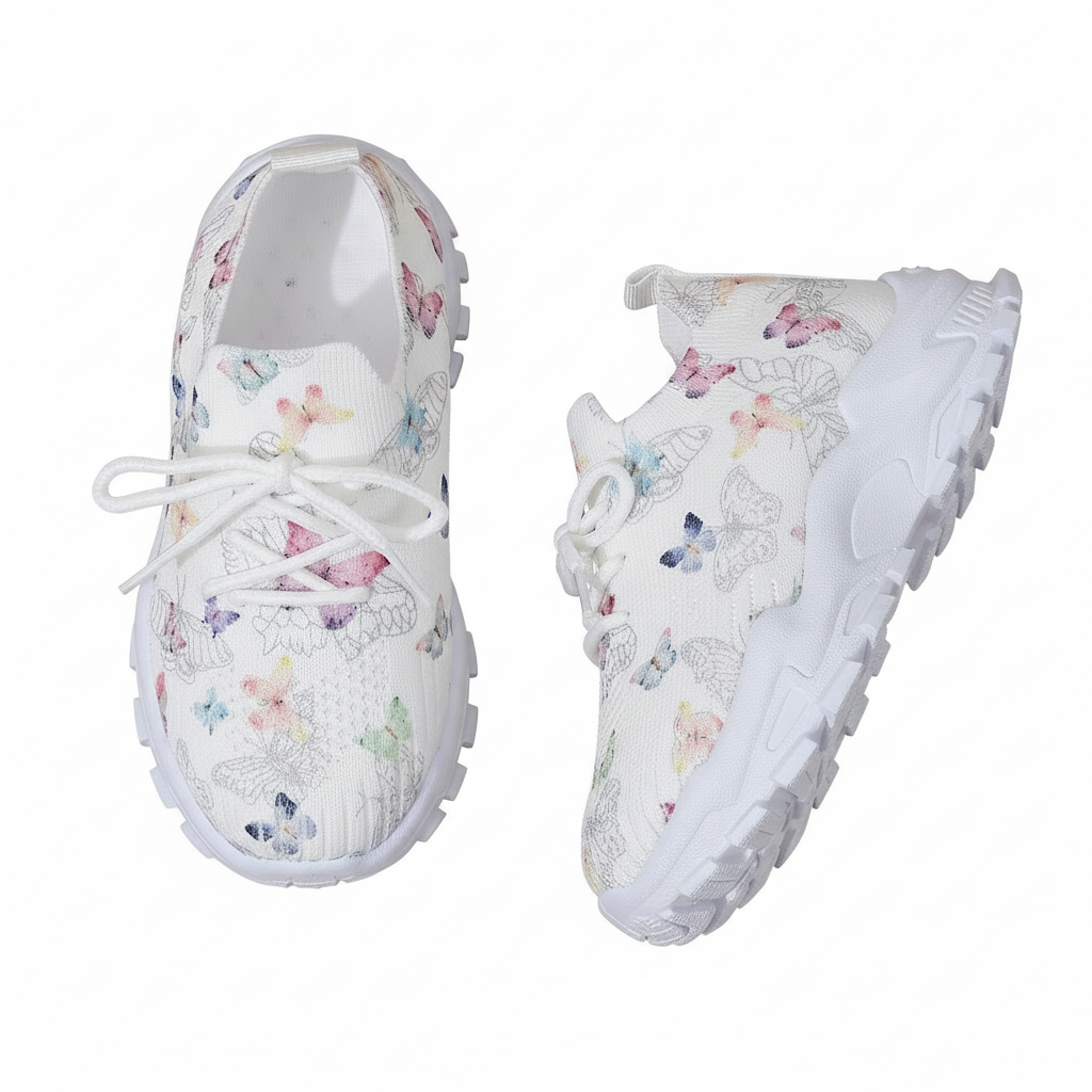 zapatillas deportivas para niñas con estampado de mariposas
