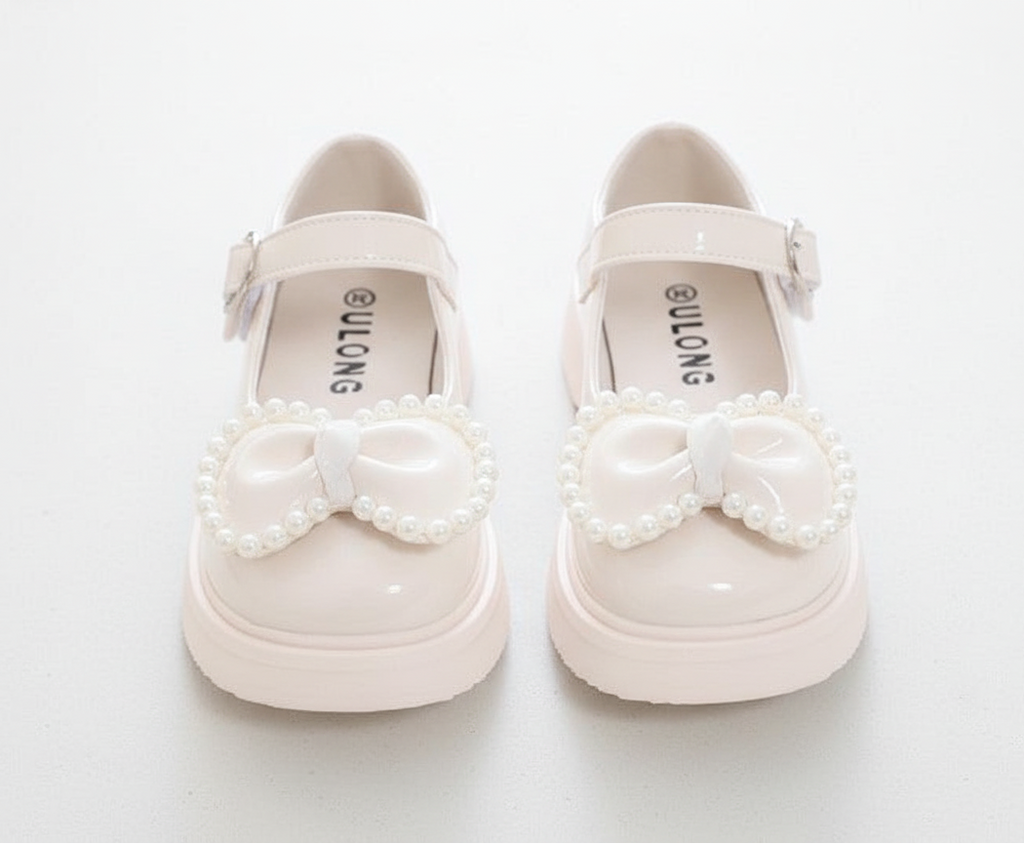 Zapato para niña con diseño de moño adornado con perlas en España