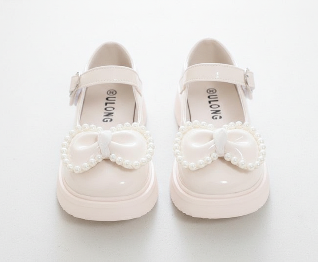 Zapato para niña con diseño de moño adornado con perlas en España