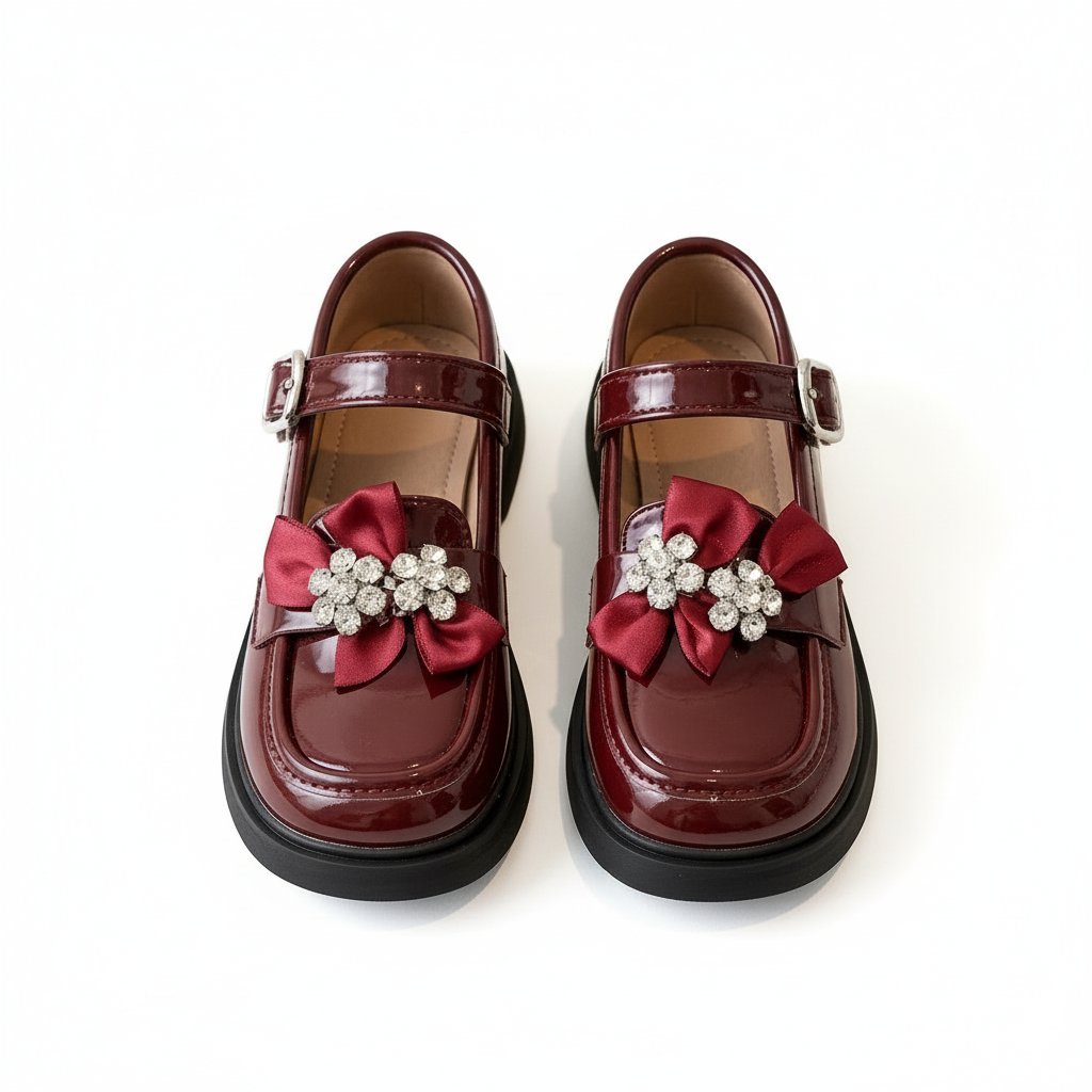 Zapato elegante para niñas con lazo adornado y colores brillantes vista completa