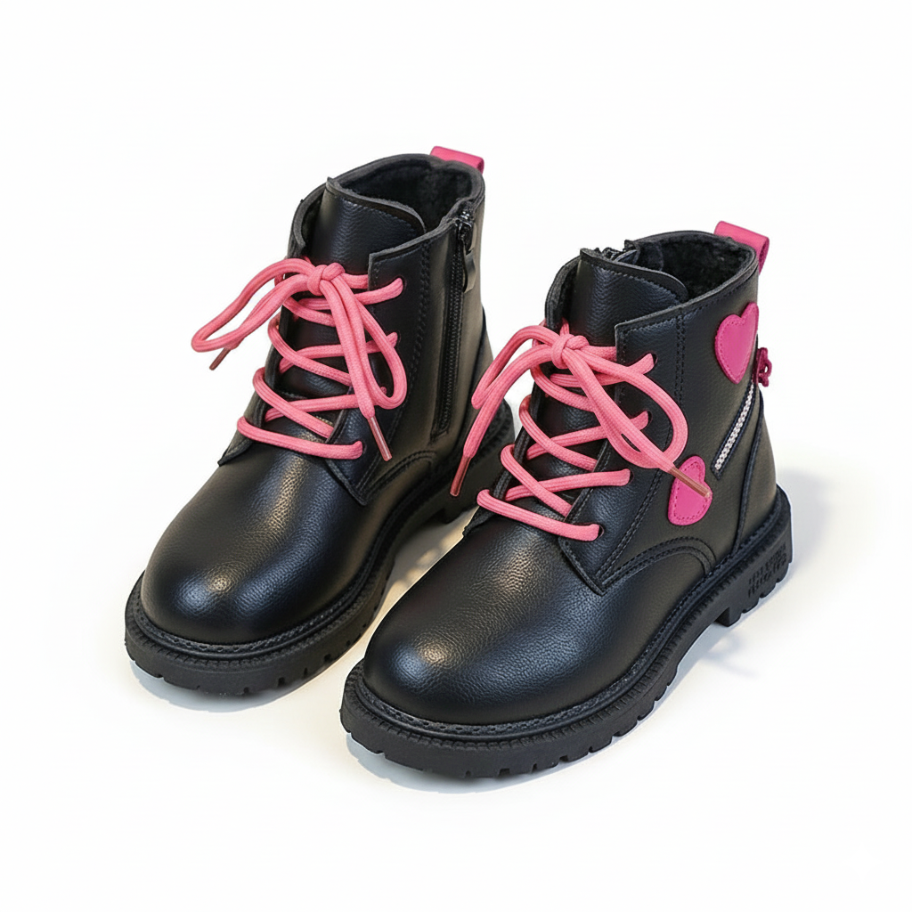 botas de invierno para niña con diseño de corazones