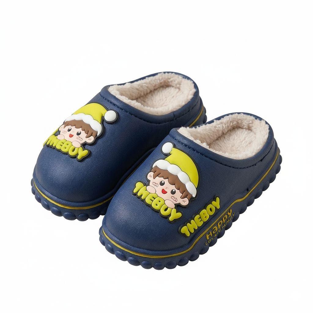 zapatillas infantiles con forro cálido y diseño de dibujos animados
