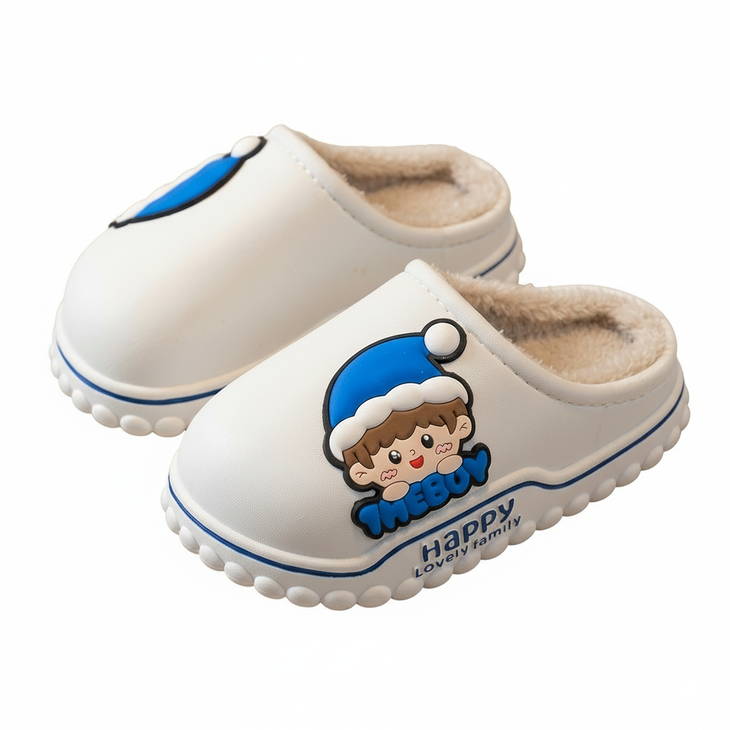 zapatillas infantiles con forro cálido y diseño de dibujos animados