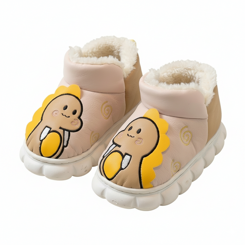 Botas de invierno con forro de piel suave y estampado de dinosaurios en 3D vista completa